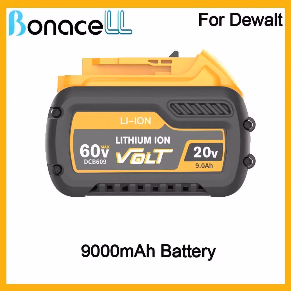Batteria di ricambio per DeWalt, 20V/60V Li-Ion 21700, 9,0 Ah, compatibile con gli utensili DCD805, grigio