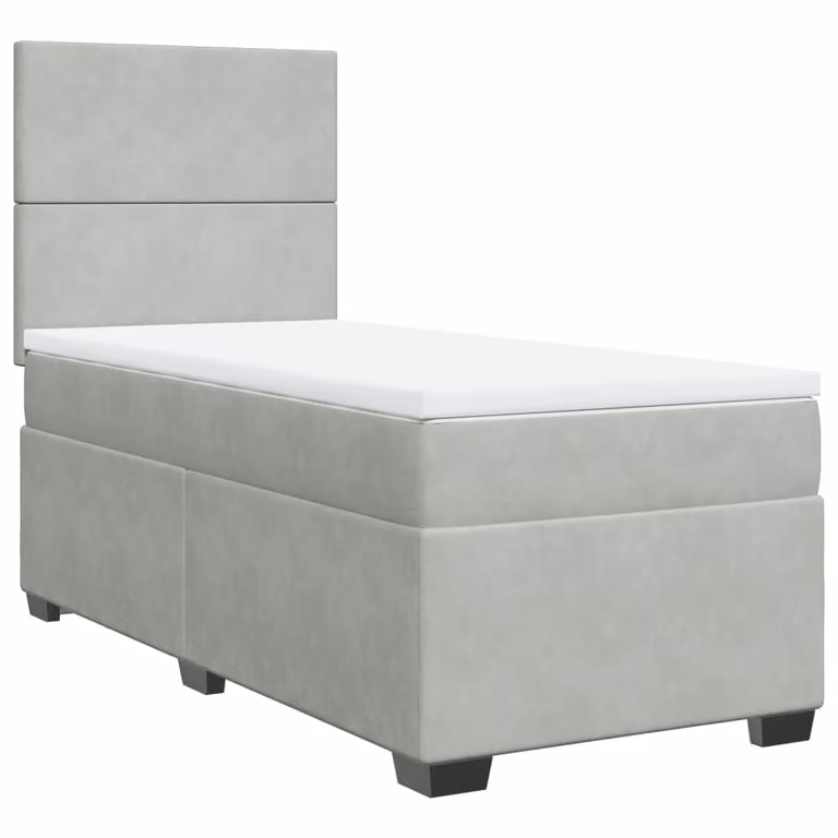 Giroletto a Molle con Materasso Grigio Chiaro 90x200 cm Velluto