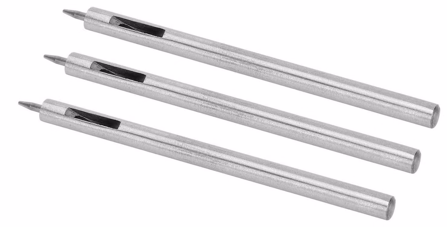 Set di 3 punteruoli Locheisen, 1,5 mm, in acciaio legato, per cuoio, tessuto, cinture, scarpe