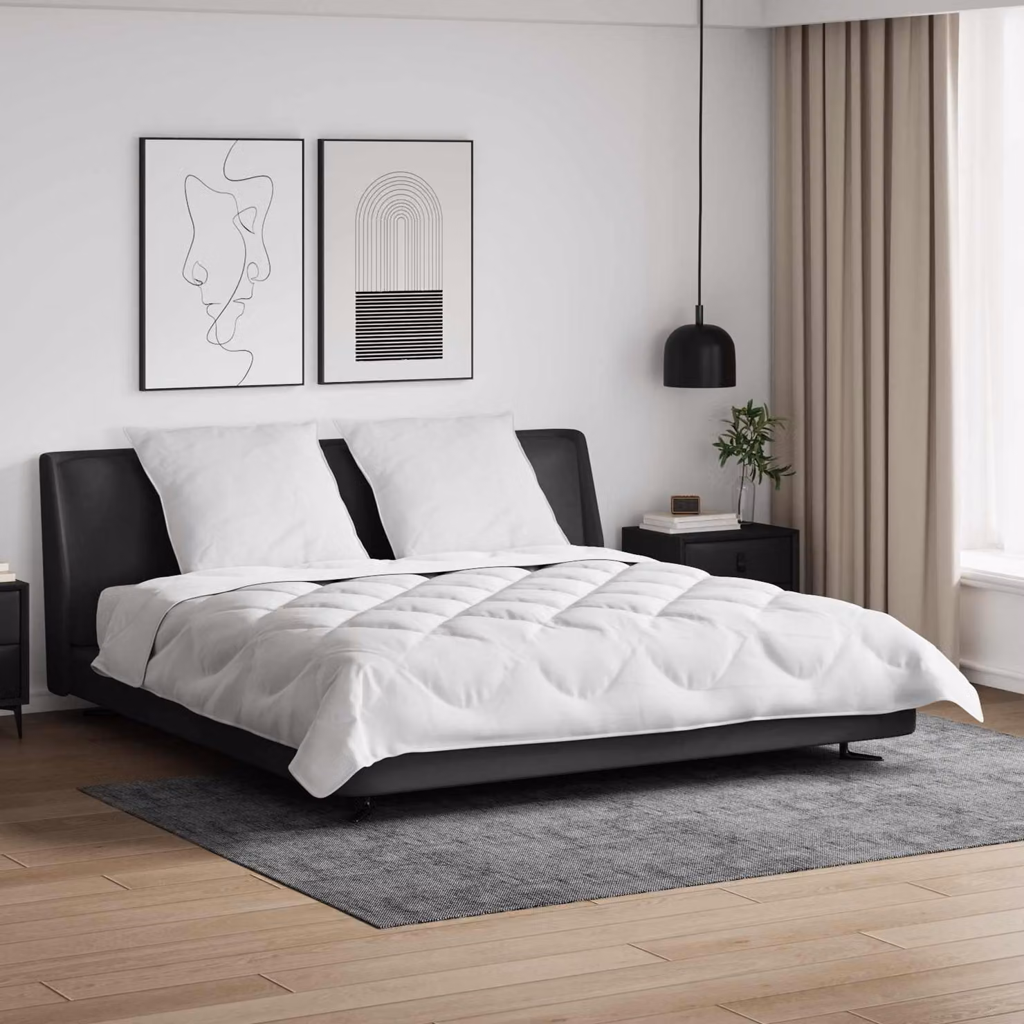 Set Piumone e Cuscini vidaXL Bianco in Microfibra e Bamboo per Inverno, L/P: 200 x 220 cm, 3 Pezzi