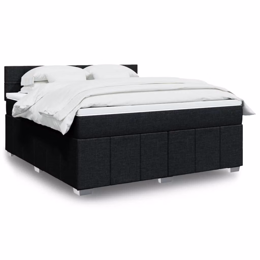 vidaXL Giroletto a Molle con Materasso Ibrido in Tessuto Nero, L 180 cm x P 200 cm – 1