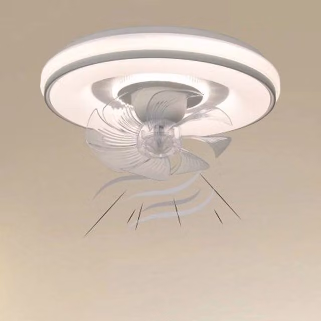 Plafoniera con Ventola e Luce LED Trade Shop Traesio Bianca, Design Moderno e Rotondo, IP20 – 1