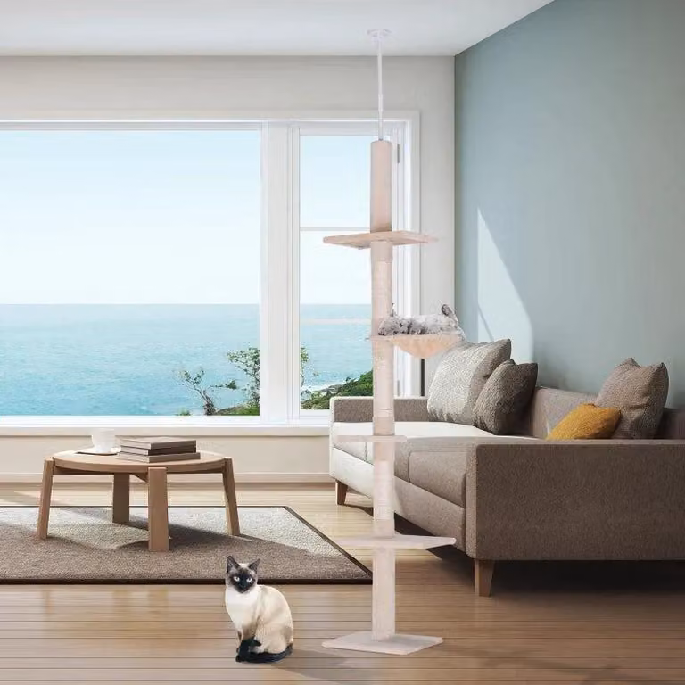 Albero per gatti - Albero per graffiare con 5 livelli | Colore: Beige | Dimensioni: 34x40x230-260 cm