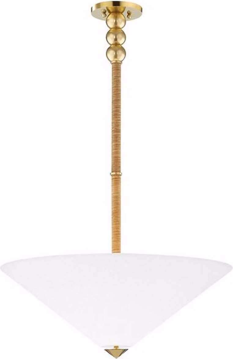 Casa Padrino lampada a sospensione in ottone antico / bianco Ø 61 x H. 57-126 cm - Lampada a sospensione con paralume rotondo in vetro