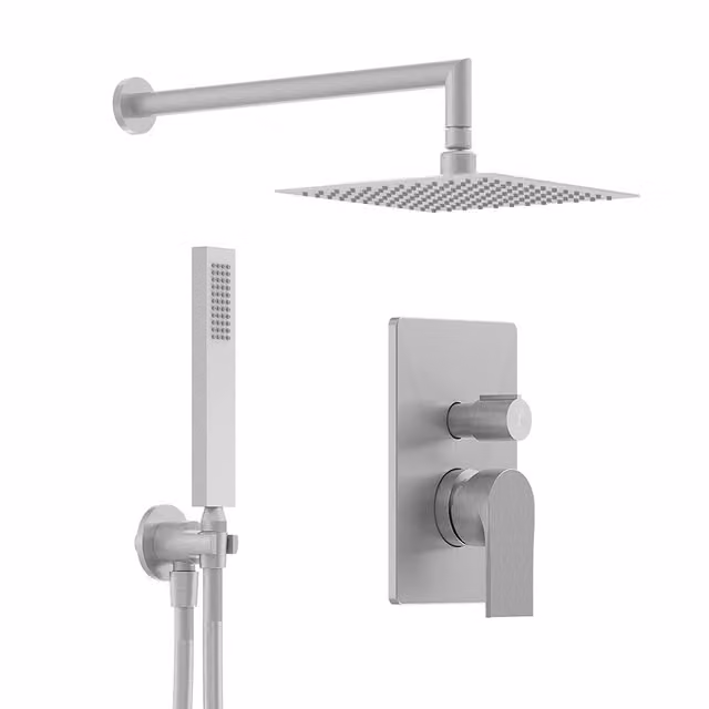 Sistema doccia 2 vie, soffione d=250 e doccino nickel spazzolato | Rita