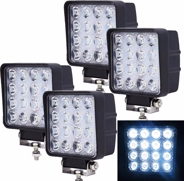 Greenmigo 4x 48W LED Fari da lavoro 4320LM Fari supplementari Fari LED IP67 Fuoristrada Impermeabili Proiettori 12V 24V [Classe energetica A++]