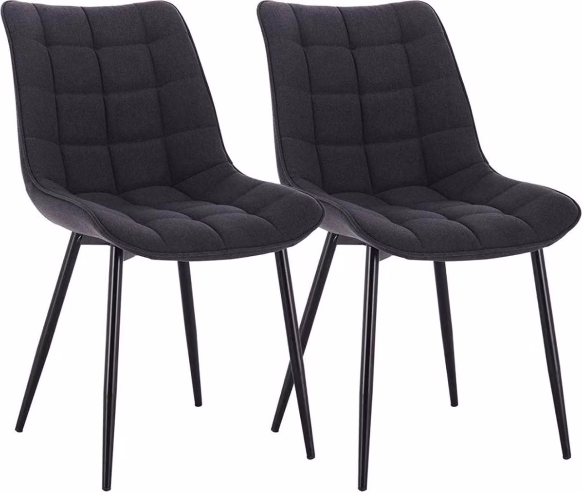 Sedie da sala da pranzo Happyment – Grigio scuro – Sedia a sbalzo con braccioli – Set da 2 – Sedia da soggiorno e da cucina – Moderna ed elegante – Altezza seduta 47 cm