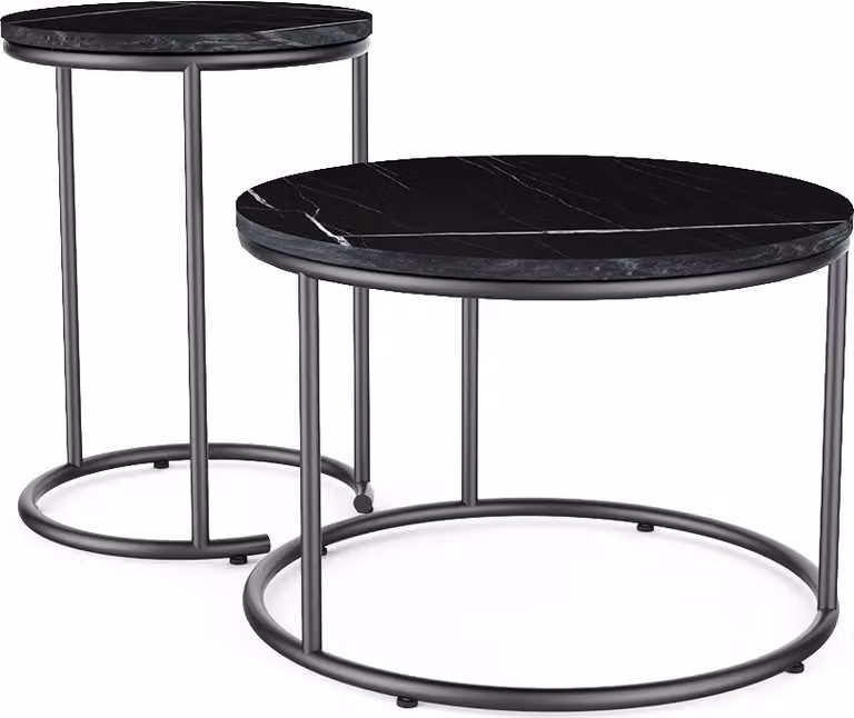 Tavolino da divano Vicco Ottawa Marmo nero 55 x 55 cm 2 parti, Model 49375