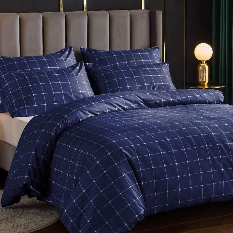 Set di lenzuola singole con copripiumino e federa, colore blu navy
