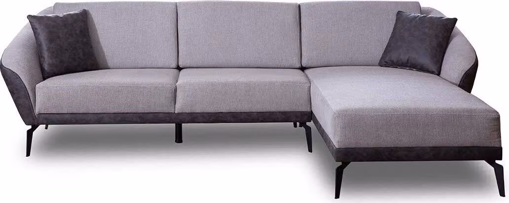 Weiß-Graues L-Form Wohnzimmer Stoffsofa Designer Ecksofa Textil Möbel