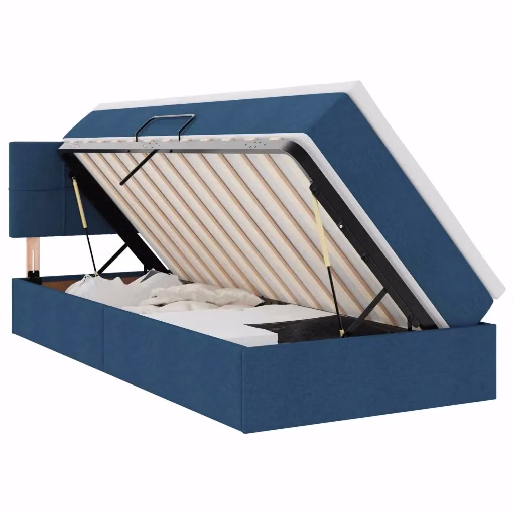 Letto con contenitore e materasso vidaXL in velluto blu, L/P/H: 100 x 200 cm – 2