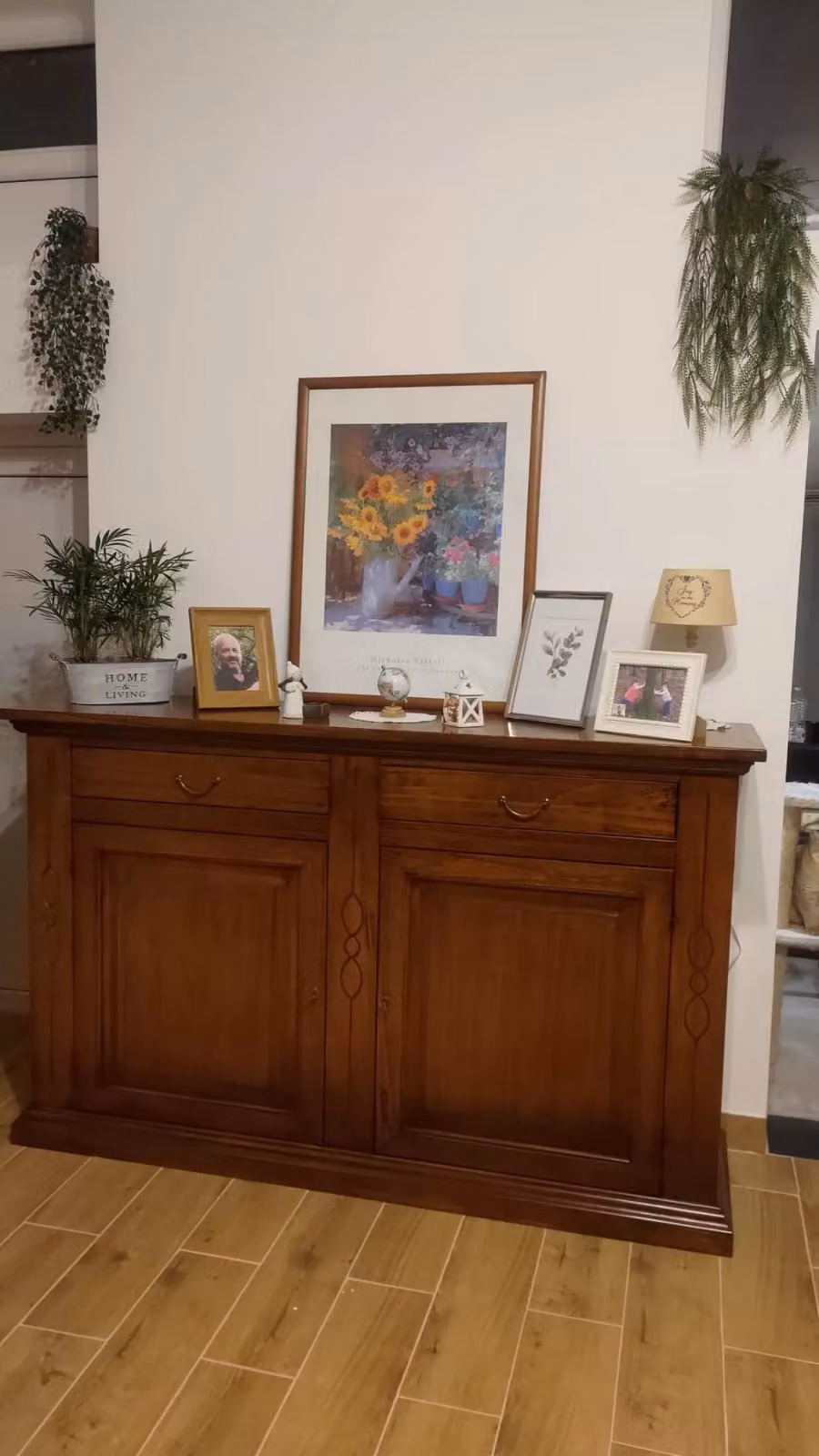 Credenza classica in legno con 2 porte finitura bassano marrone Mobili 2G L: 177 cm, P: 48 cm, H: 110 cm – 3