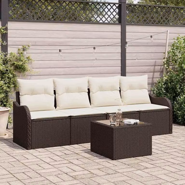 Maison Exclusive - Set Divano da Giardino Marrone polyrattan
