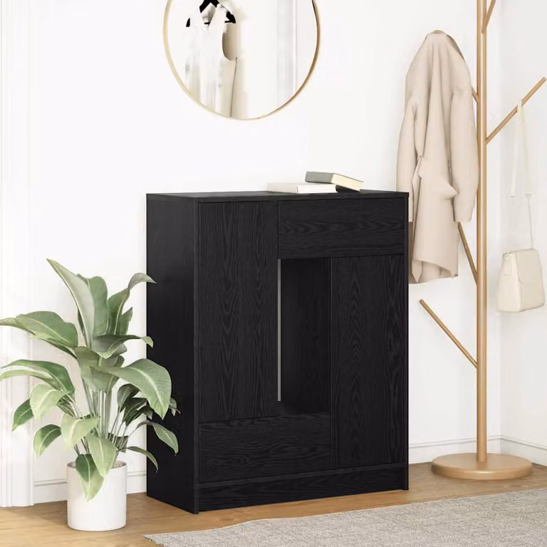 Credenza moderna vidaXL con cassetti e ante in legno nero, L: 73 cm, P: 31 cm, H: 90 cm