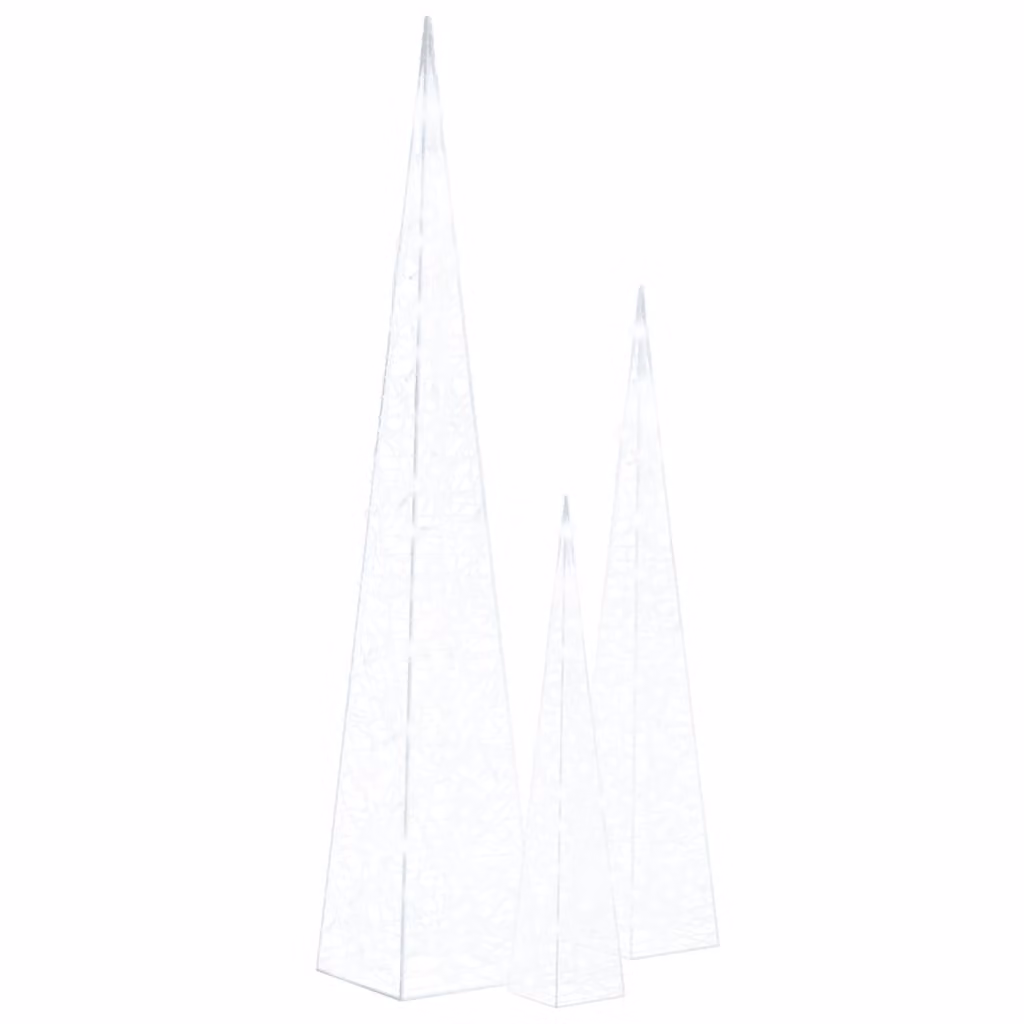 Set Coni Luce LED Acrilico Decorativo Bianco Freddo 60/90/120cm