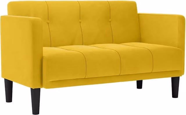 Divano da soggiorno moderno in velluto giallo L: 124 cm, P: 74,5 cm, H: 67 cm – 1