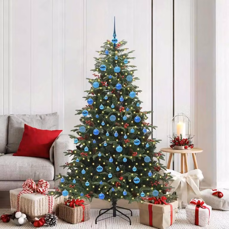 Albero di Natale artificiale verde vidaXL con 300 LED luce bianca calda, Altezza: 180 cm