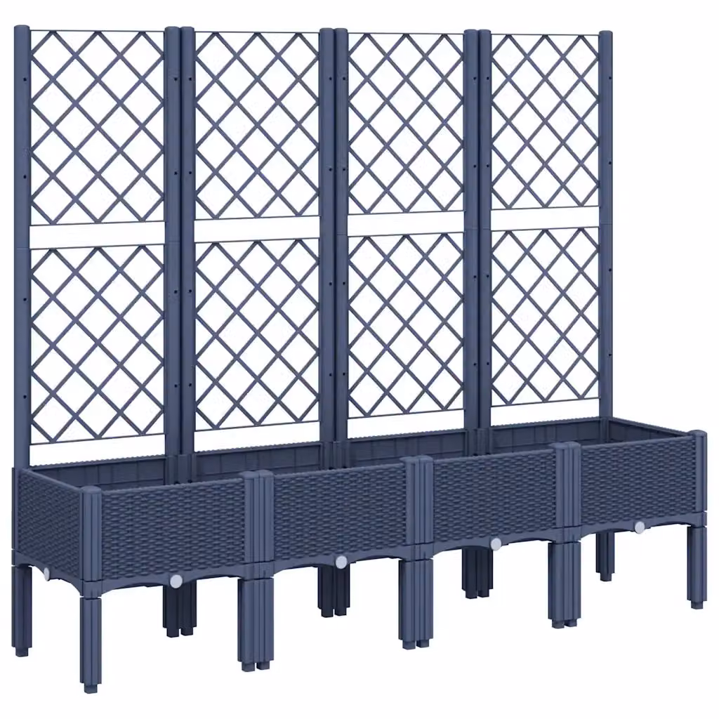 Fioriera da giardino con traliccio per piante rampicanti vidaxl, colore grigio blu, L 160 x P 40 x H 142 cm – 2
