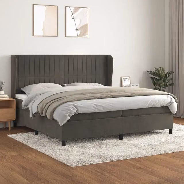 Giroletto a Molle con Materasso Grigio Scuro 200x200 cm Velluto 3129352