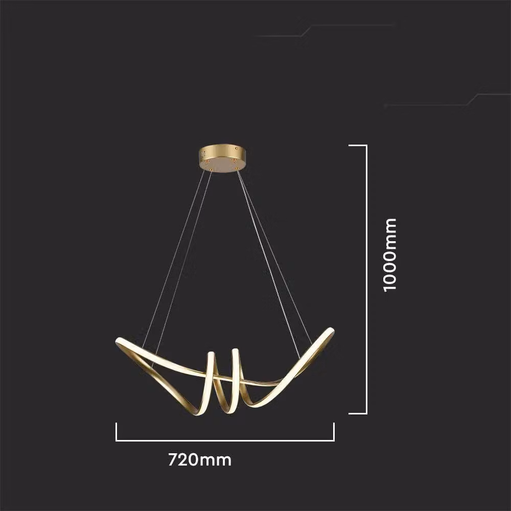 Lampada a sospensione LED lineare V-TAC oro, luce bianca calda 3000K, design moderno per cucina e sala da pranzo – 2