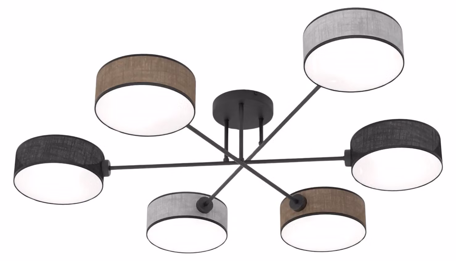 Lampada a sospensione MAGA nero-marrone-grigio 6xE14x15W in tessuto, dimensioni: 22x105x86 cm, IP20, Emibig