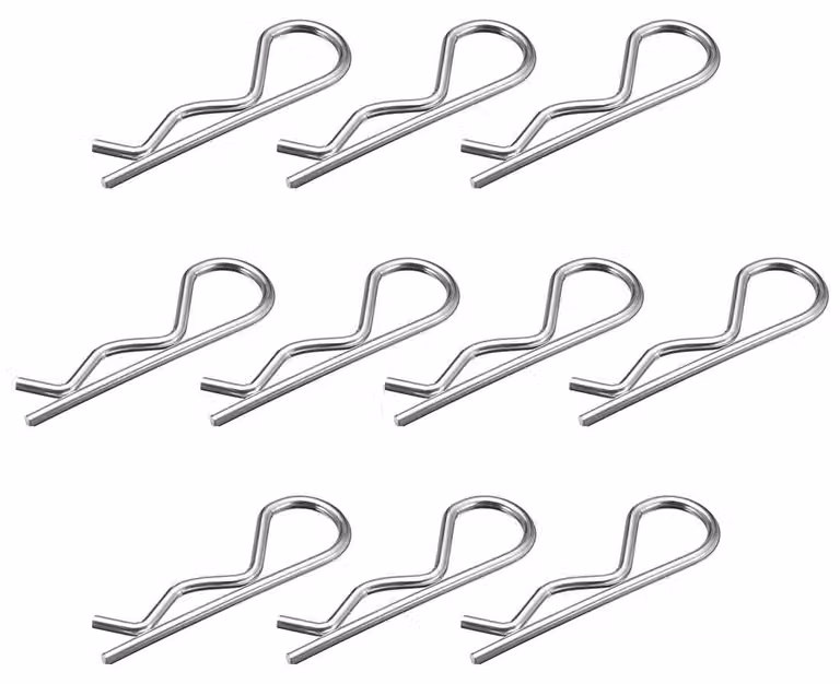 Connettori a molla a forma di "R", Acciaio al carbonio, dimensioni 1,2 mm x 21 mm, confezione da 10 pezzi