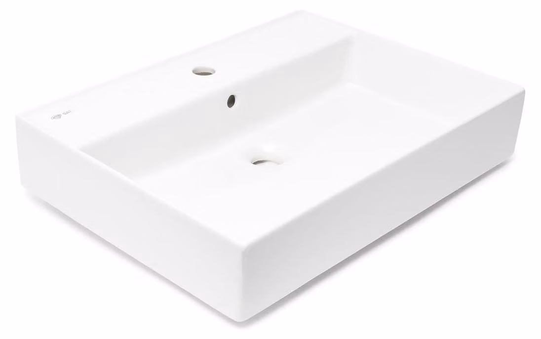 SAT EDGY lavabo quadrato da 60 cm con troppopieno e foro per rubinetto, bianco