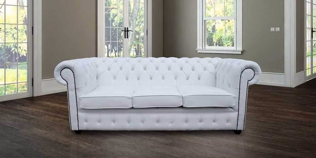 Chesterfield Design Luxus Polster Sofa Couch Sitz Garnitur Leder #243