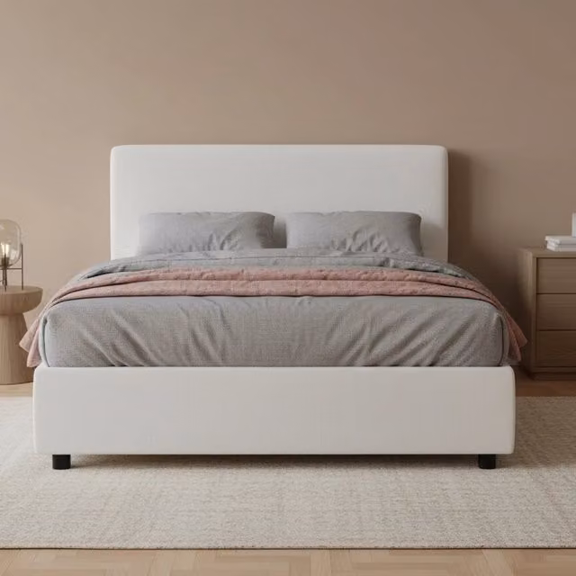 April, Letto Piazza e Mezza Contenitore Made in Italy, Bianco