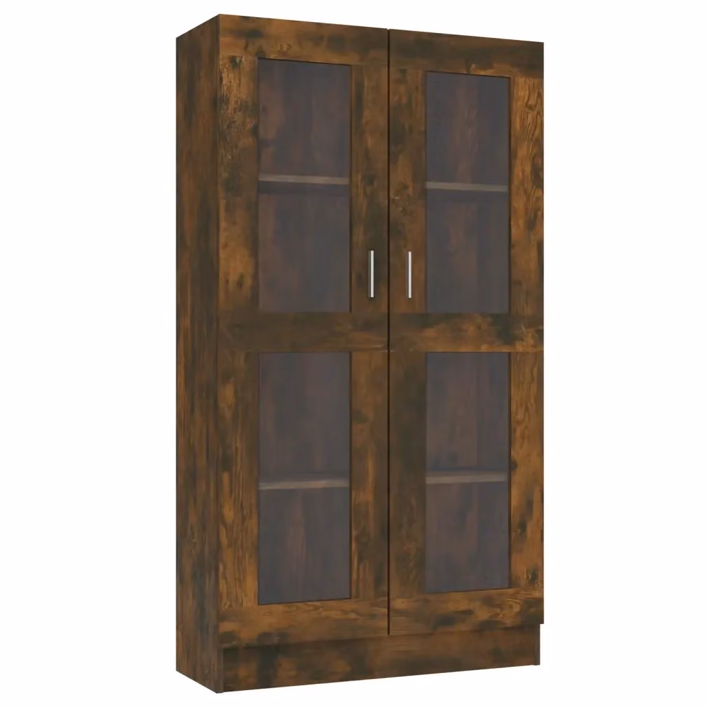 Mobile Vetrina vidaXL in Legno Rovere Fumo con Ante in Vetro L: 82,5 cm, P: 30,5 cm, H: 150 cm – 2