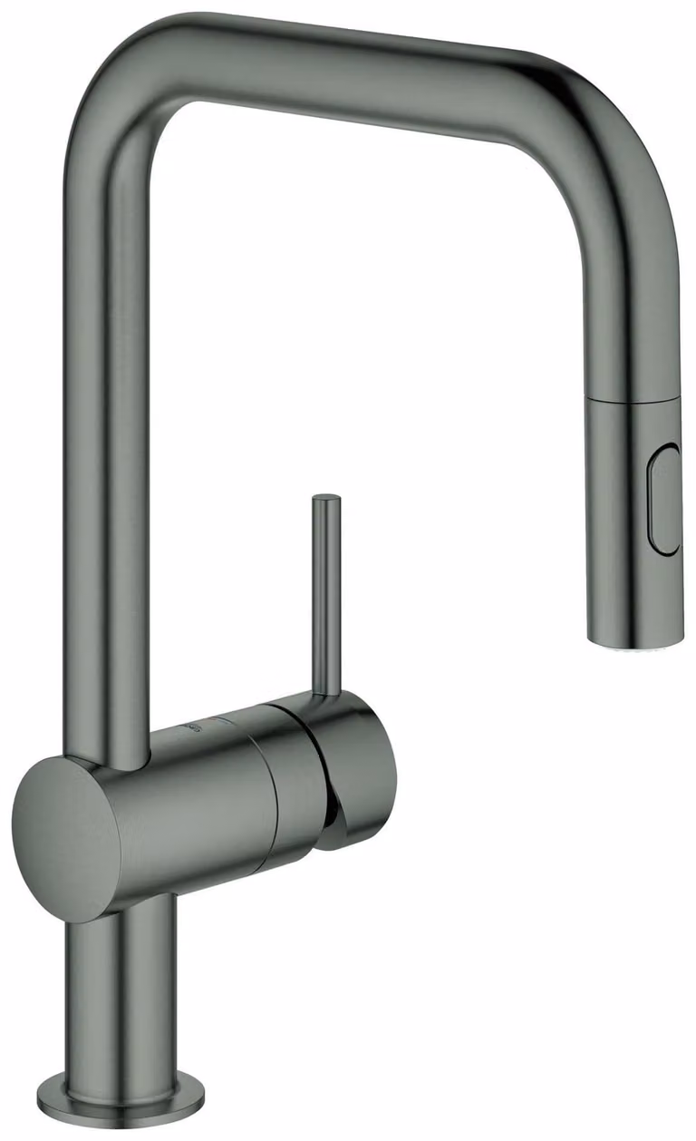 GROHE Minta Mitigeur monocommandé pour évier, portée 225mm, bec en U, extractible, Easy Docking, douchette double, pivotant, 32322AL2, 32322AL2