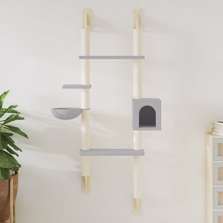 Albero per gatti vidaXL con tiragraffi in sisal e cucce, Grigio Chiaro, Altezza: 180 cm