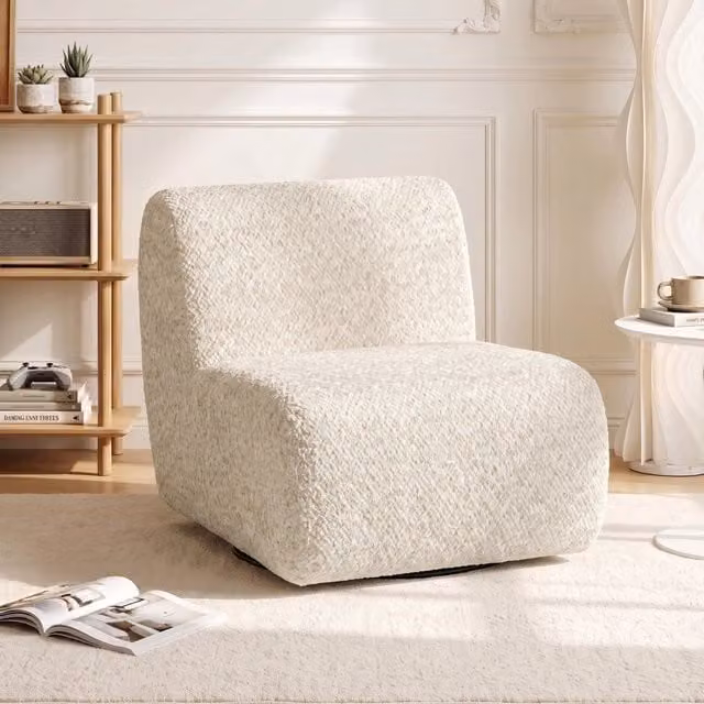 Fauteuil de Salon Pivotant 360° Canapé 1 Place en Chenille Beige