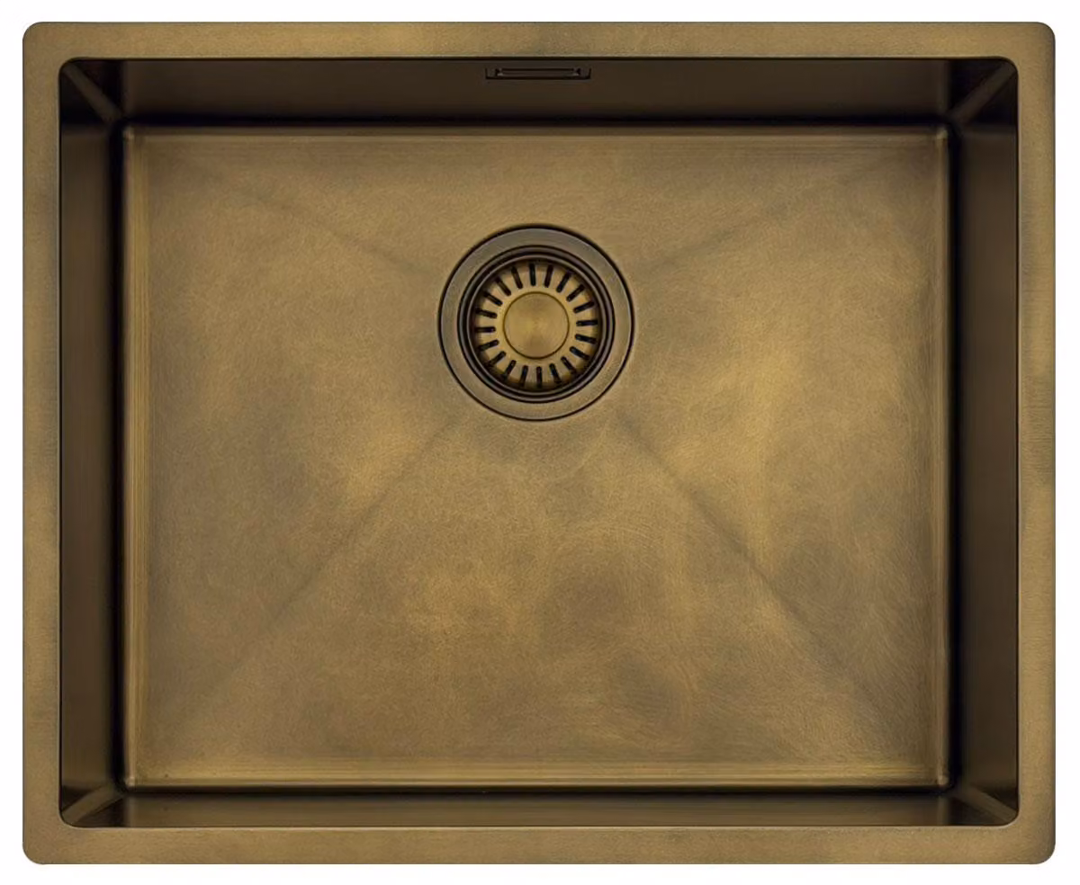 Lavello da cucina 50x40 cm, finitura bronzo anticato, da incasso, modello Pure.Sink Luxion