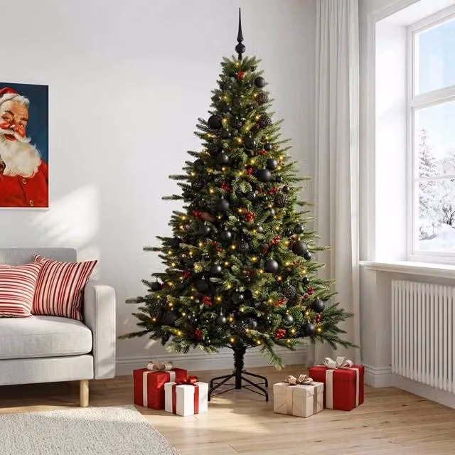 Albero di Natale artificiale con palline 180 cm 300 LED 3466403