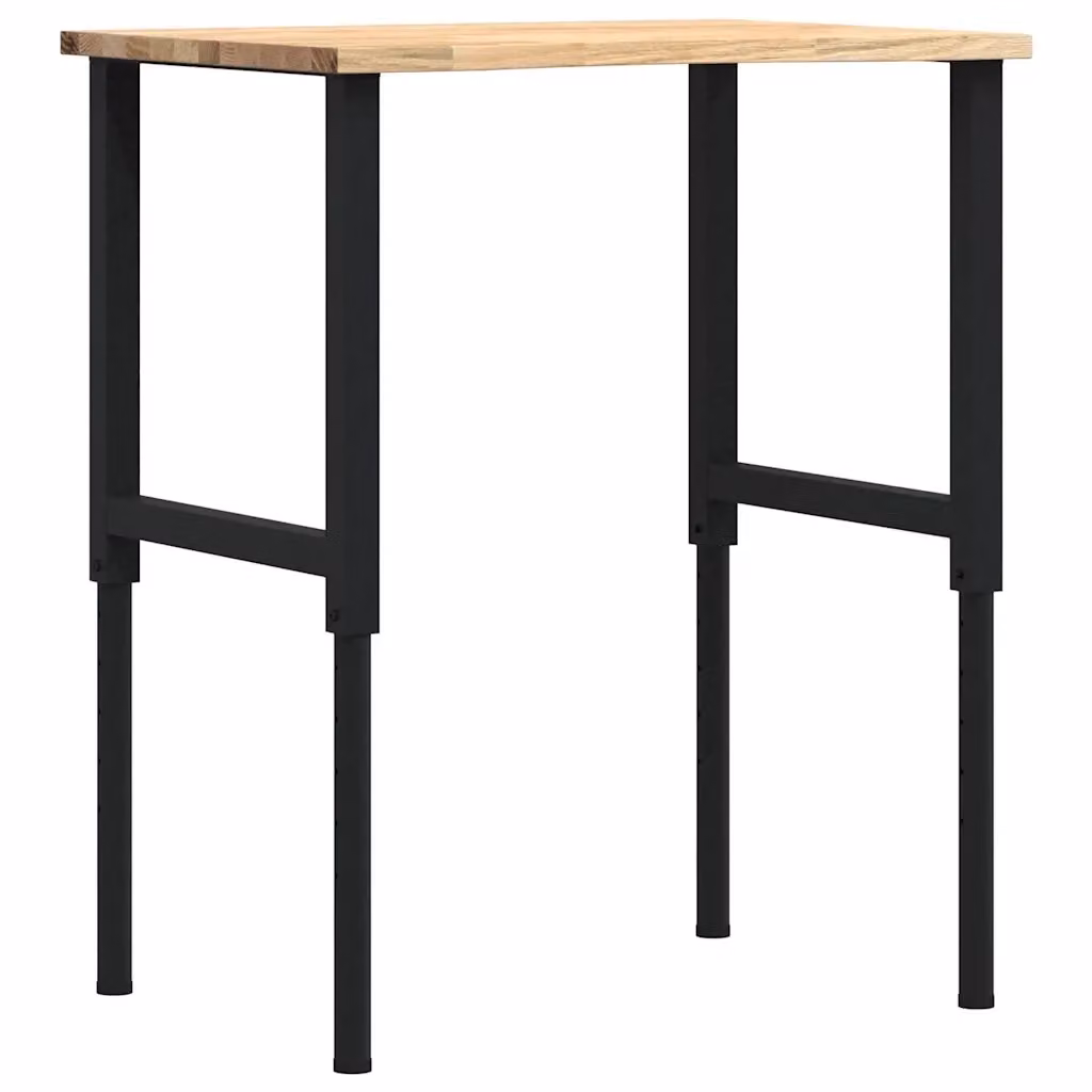 vidaXL Banco da Lavoro Regolabile in Legno di Rovere e Metallo, Marrone e Nero, L: 80 cm, P: 60 cm, H: 71,5-98 cm – 3