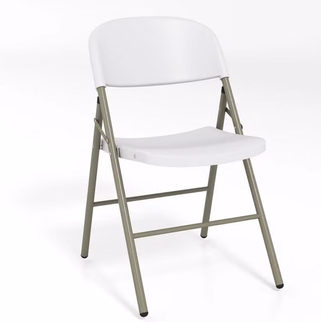Set sedie 6 pieghevoli plastica metallo schienale commerciale portatile, Sedie pranzo interno esterno matrimonio festa portata 150kg Bianco
