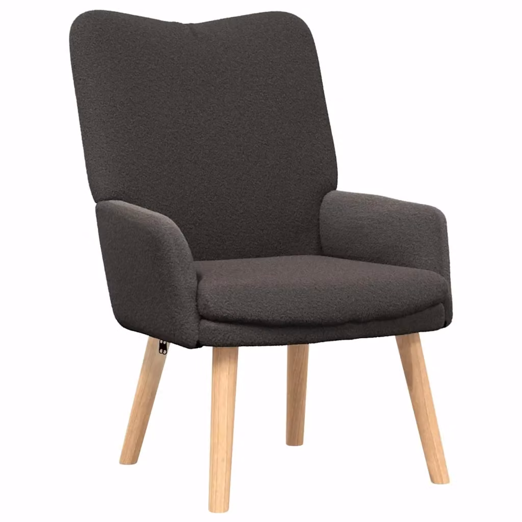 Poltrona relax moderna in tessuto grigio con braccioli e struttura in legno L: 63 cm, P: 67 cm, H: 94 cm – 2