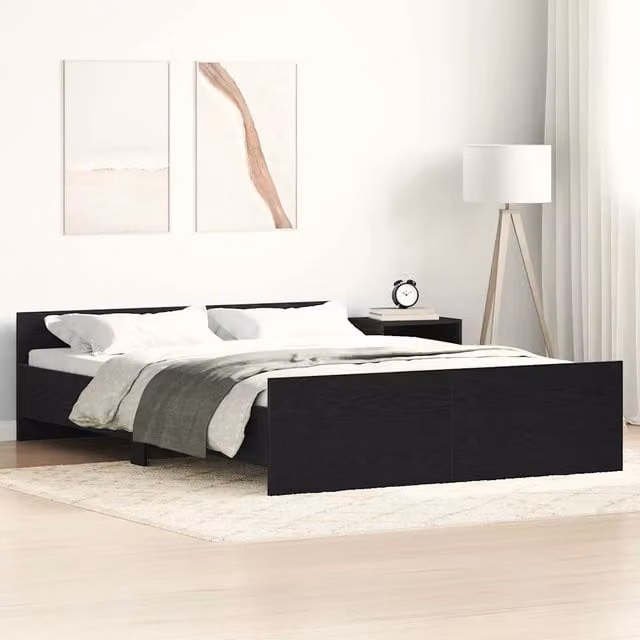 Struttura Letto Design Mania in Rovere e Nero con Doghe in Legno L: 138 cm, P: 50 cm, H: 193 cm – 1