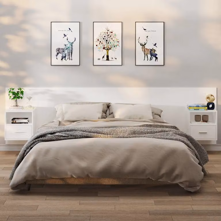 Set di 2 comodini da parete vidaXL bianchi in stile moderno