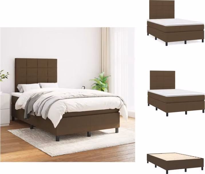 vidaXL Letto a molle con materasso in tessuto marrone scuro 120x200 cm - Letti e strutture letto