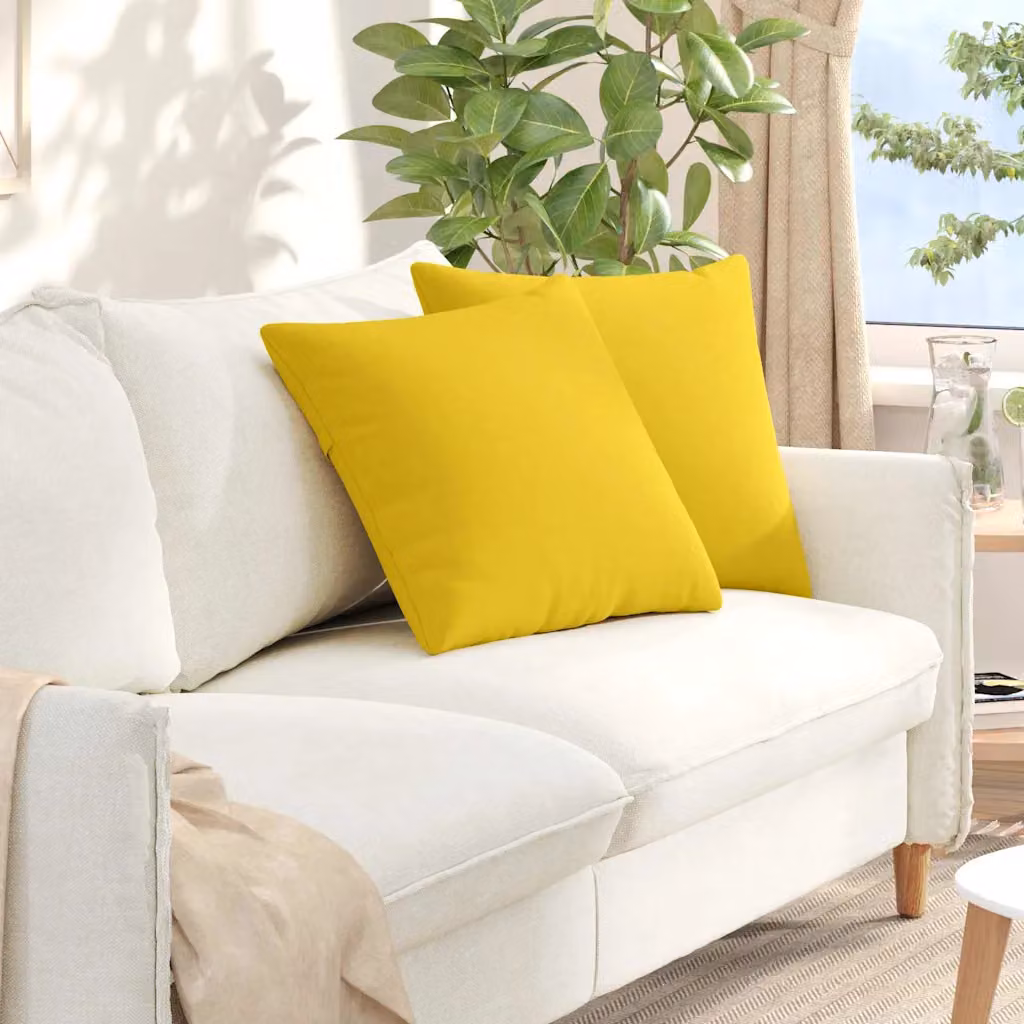 Set di 2 cuscini da divano quadrati vidaXL in tessuto giallo, L 50 cm x P 50 cm x H 50 cm