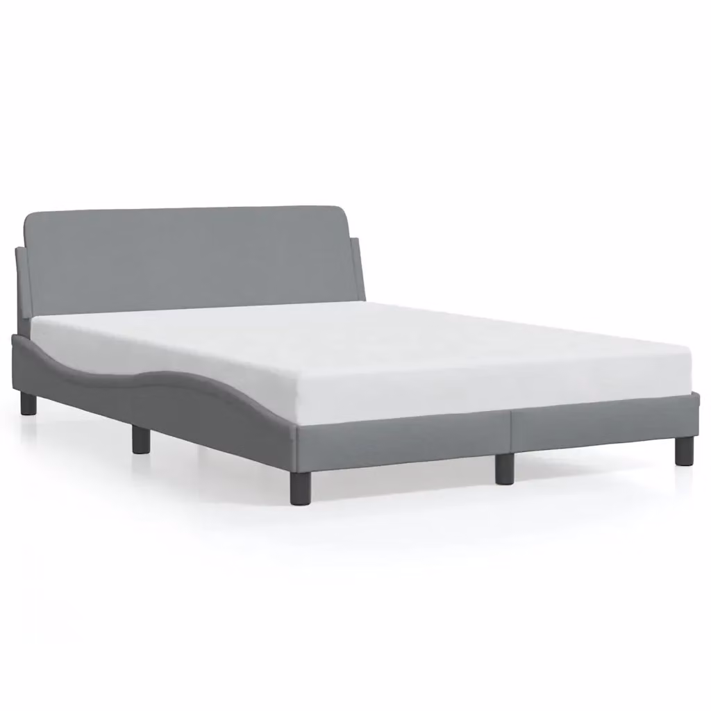 Struttura letto Dover vidaXL in tessuto grigio con dettagli in legno e metallo L: 140 cm, P: 208 cm – 2