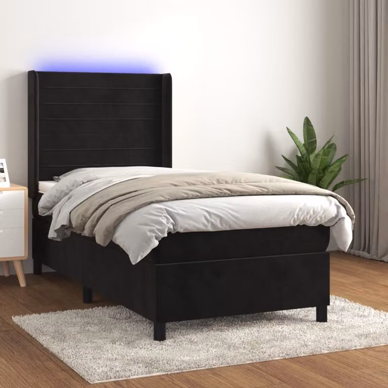 Maison Exclusive - Letto a Molle con Materasso e LED Nero 90x200 cm in Velluto
