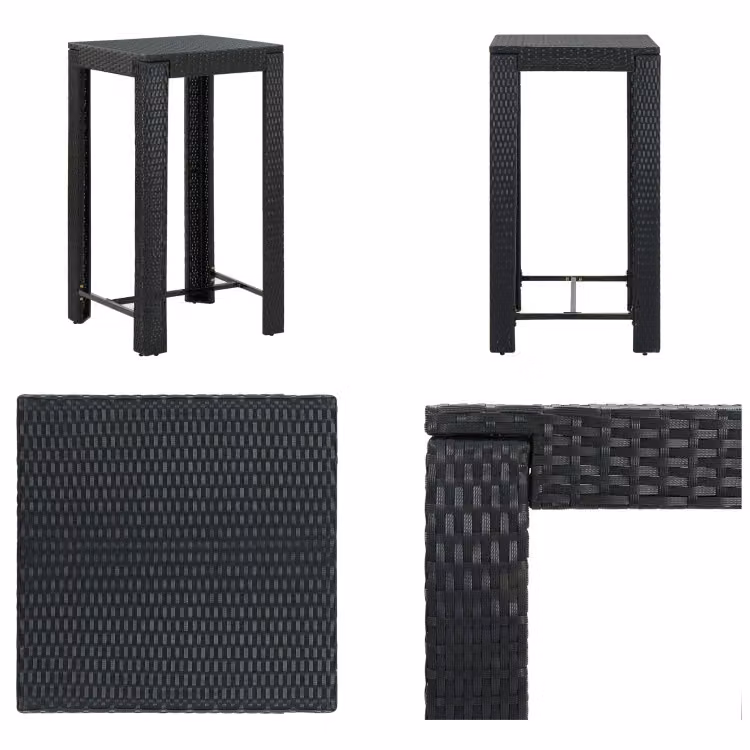 vidaXL Tavolo da bar da giardino nero 60,5x60,5x110,5 cm Poly Rattan - Tavolo da bar - Tavoli da bar - Tavolo da giardino - Tavoli da giardino