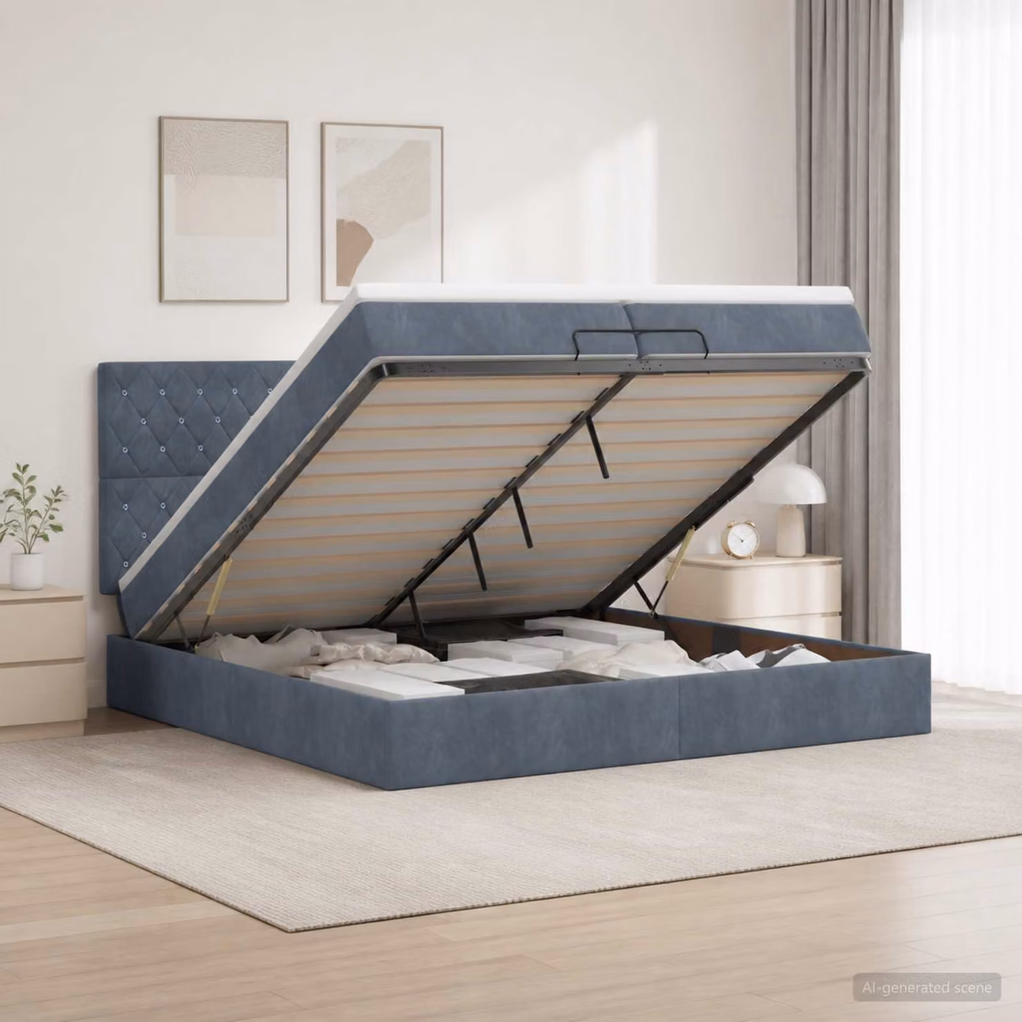 Letto ottomano con materasso vidaXL in velluto Grigio Scuro L: 200 cm, P: 200 cm, H: 88 cm