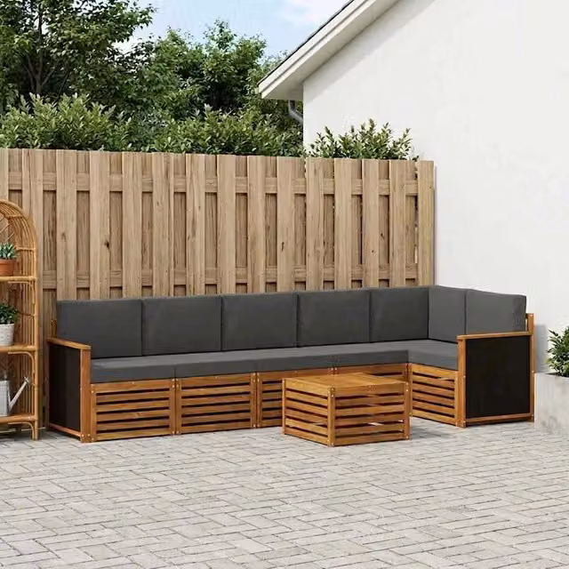 Set di divani da esterno 6 pz Naturale e Antracite 3384433