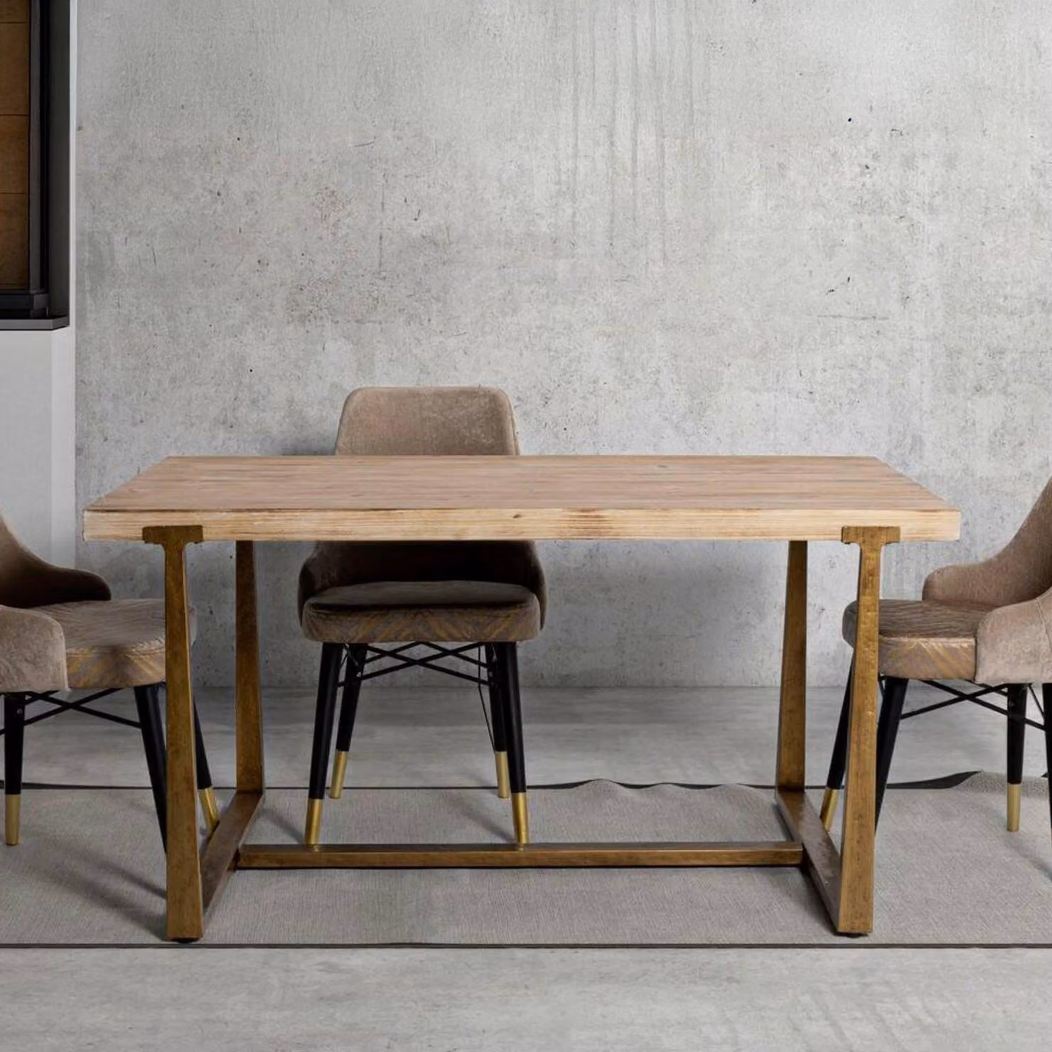 Dmora Tavolo Fisso Kazimir 90x150x78h cm oro, 8 Posti Forma Rettangolare