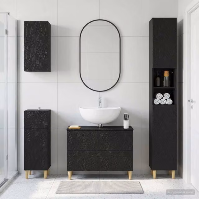 Set di Mobili da Bagno da 4 Pezzi DELFT Nero 3417946