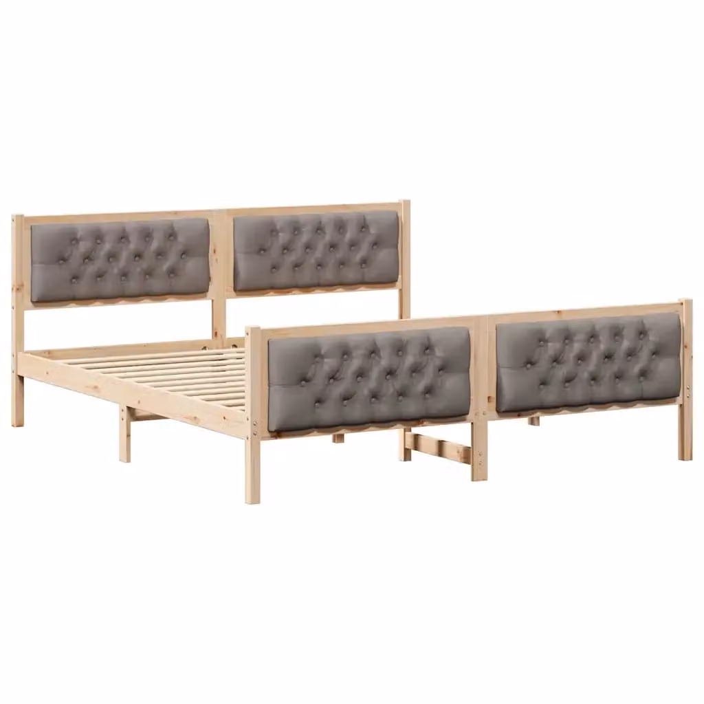 Struttura del letto Talpa vidaXL in pino massello con tessuto beige o grigio L/P/H: 210.5 x 160 x 85.5 cm – 2